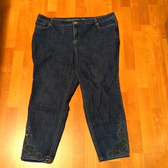 AVENUE women's size 20 20A skinny bling denim jeans comfy hides flaws - Picture 1 of 14